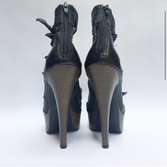 Steven Stiletto Platform Buckle Booties Peep WH26 - Picture 2 of 8